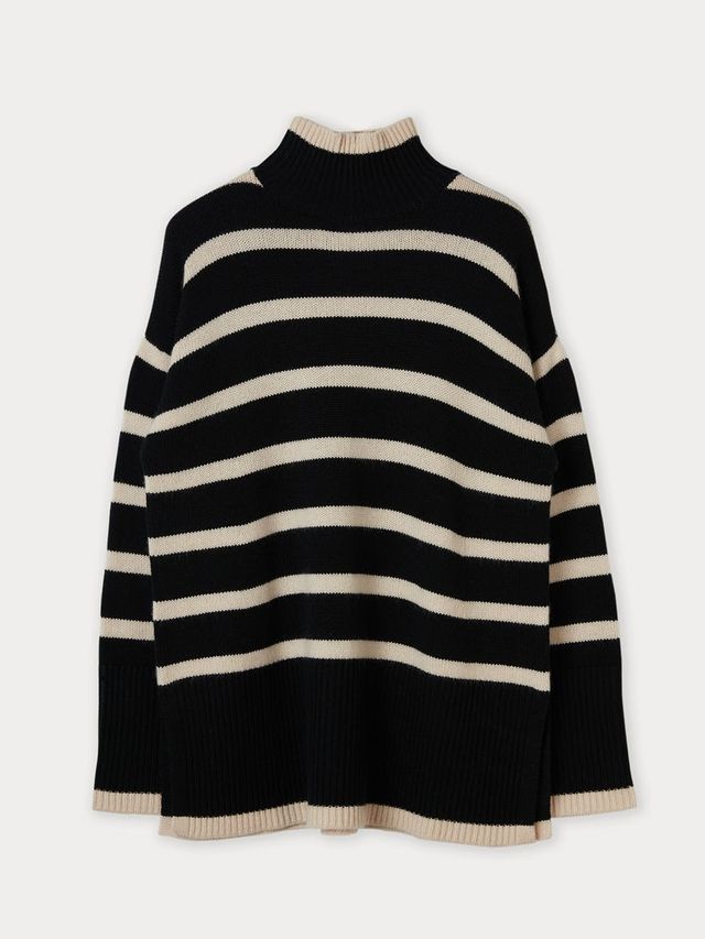 Striped Mock Neck Sweater | Gobi Cashmere