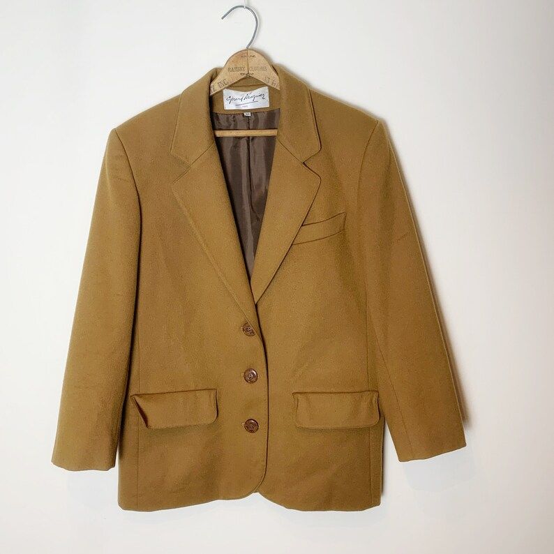 Vintage oversized boxy wool blazer in ochre brown. | Etsy (CAD)