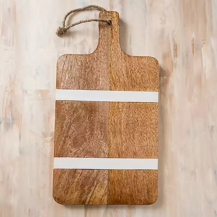 New!White Stripe Rectangle Paddle Serving Board | Kirkland's Home