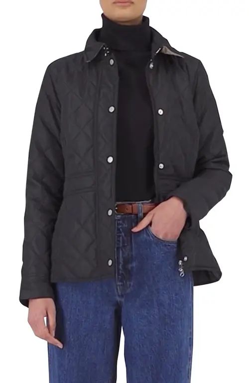 Barbour Jemima Quilted Jacket in Black/Rosewood Tartan at Nordstrom, Size 2 Us | Nordstrom
