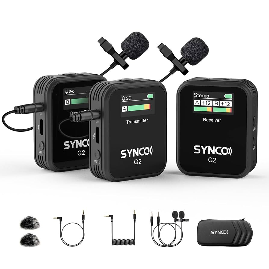 SYNCO Wireless Lavalier Microphone, G2(A2) 2.4G Dual Transmitter 48KHz 24Bit Lapel Mic 656FT 8H f... | Amazon (US)