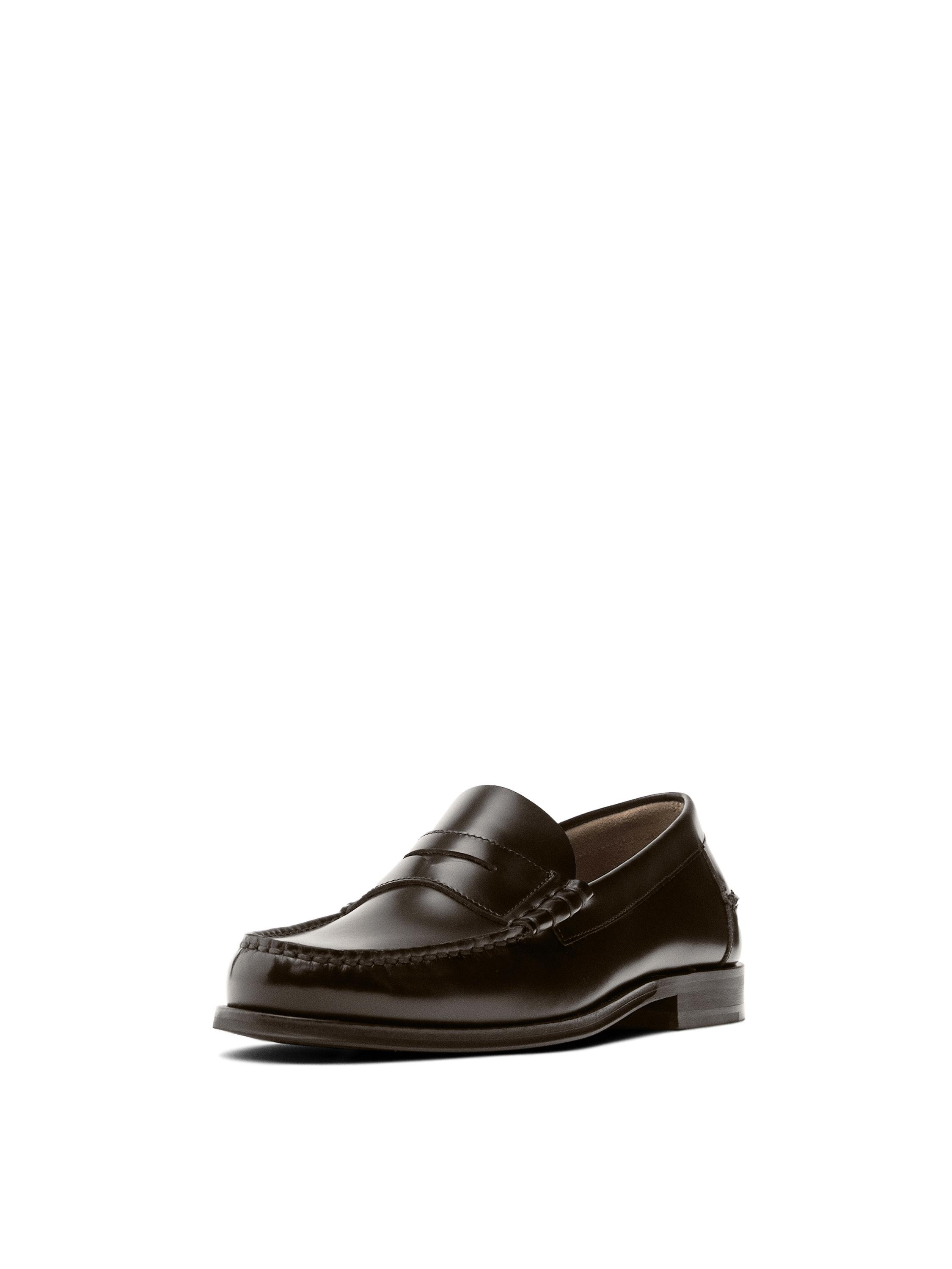 Leather loafers with penny strap | Massimo Dutti US