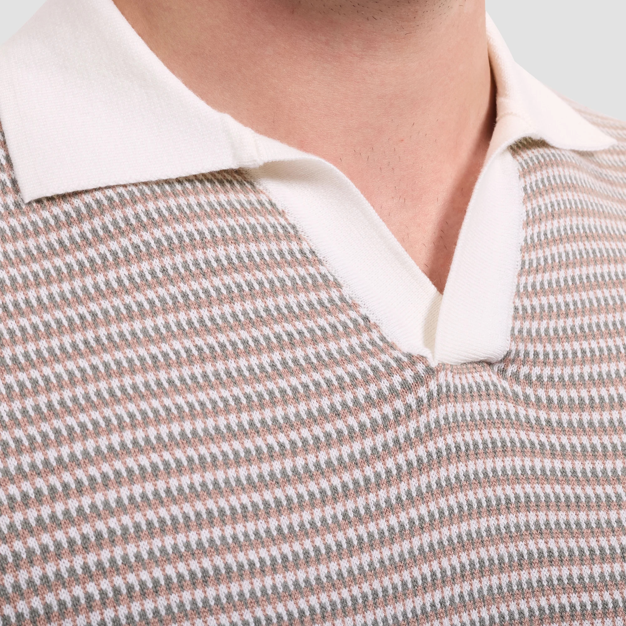 Textured Johnny Collar Short-Sleeve Sweater | Bugatchi