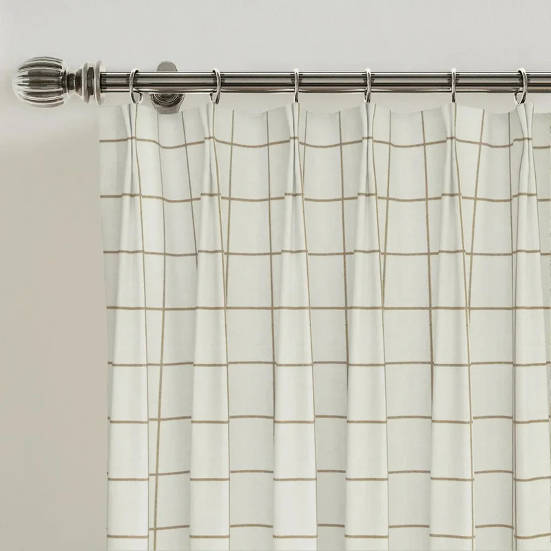 Stefana Silber Print Linen Blend Curtain Drapery Pleated | TWOPAGES