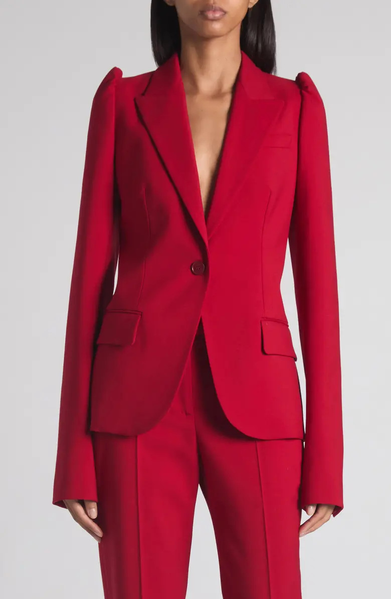 One-Button Wool Grain de Poudre Jacket | Nordstrom