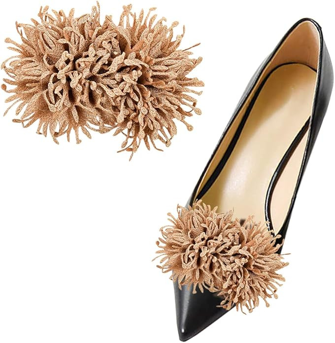 2Pcs 3D Flower Shoe Clips Unique Burned Edge Shoe Embellishment Detachable High Heels Shoe Buckle... | Amazon (US)