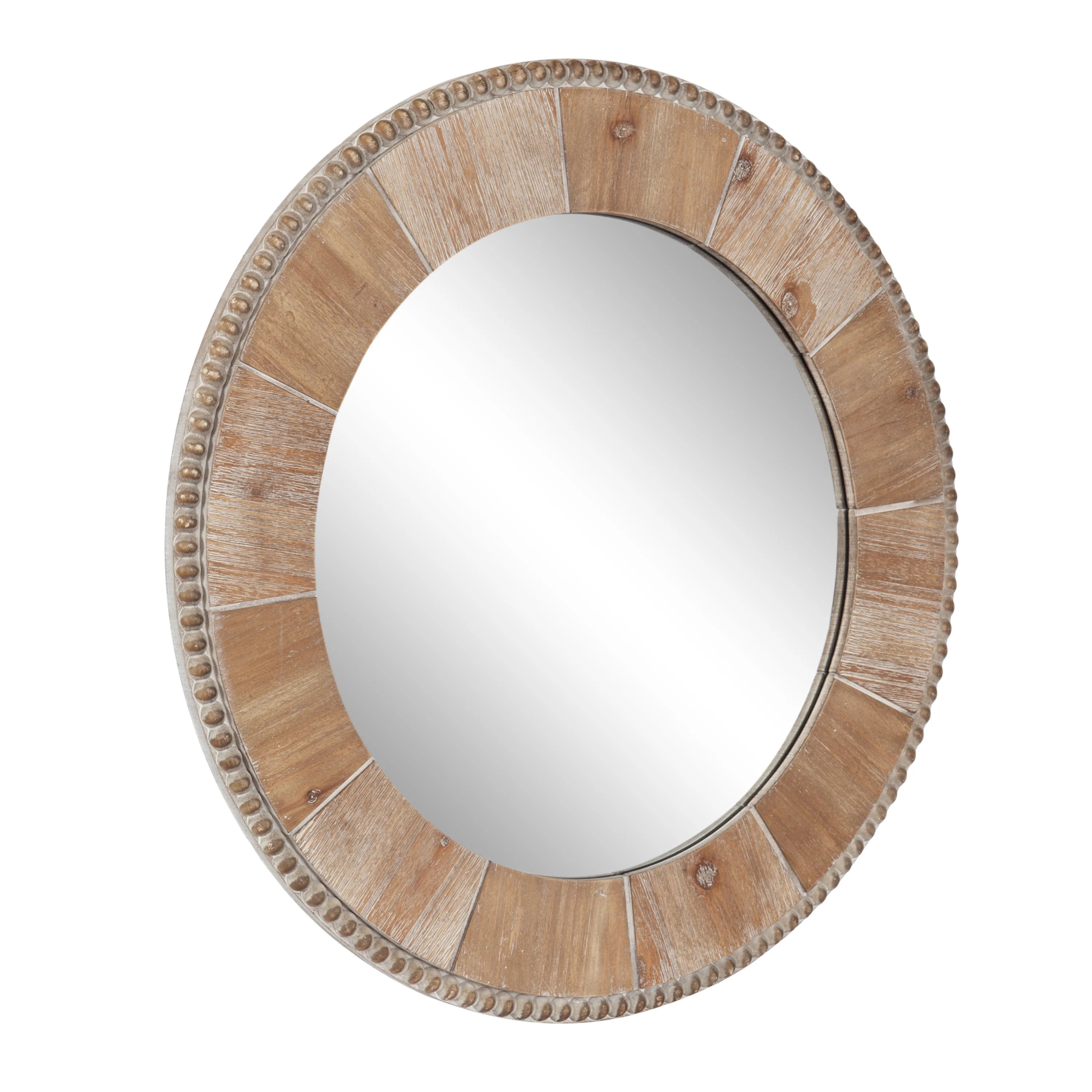 Kate and Laurel Calona Pieced Weathered Wooden Round Mirror, 26 Inch Diameter, Coastal Circle Sta... | Walmart (US)