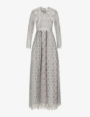 Floral-embroidered semi-sheer lace gown | Selfridges
