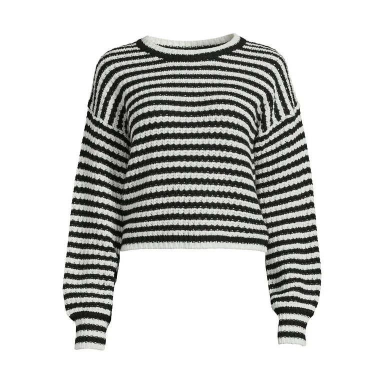 Derek Heart Juniors Striped Drop Shoulder Sweater, Midweight | Walmart (US)
