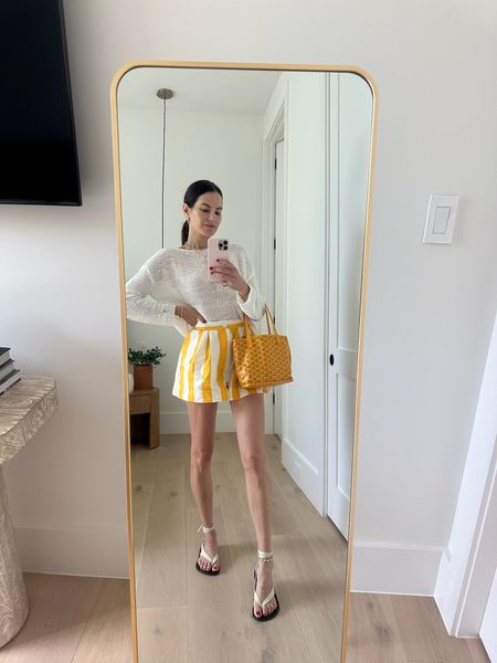 Casual summer ootd! 💛☀️

Yellow and white striped shorts. Crochet long sleeve. Pool day outfit. Vacation outfit.

#LTKStyleTip #LTKSeasonal #LTKShoeCrush