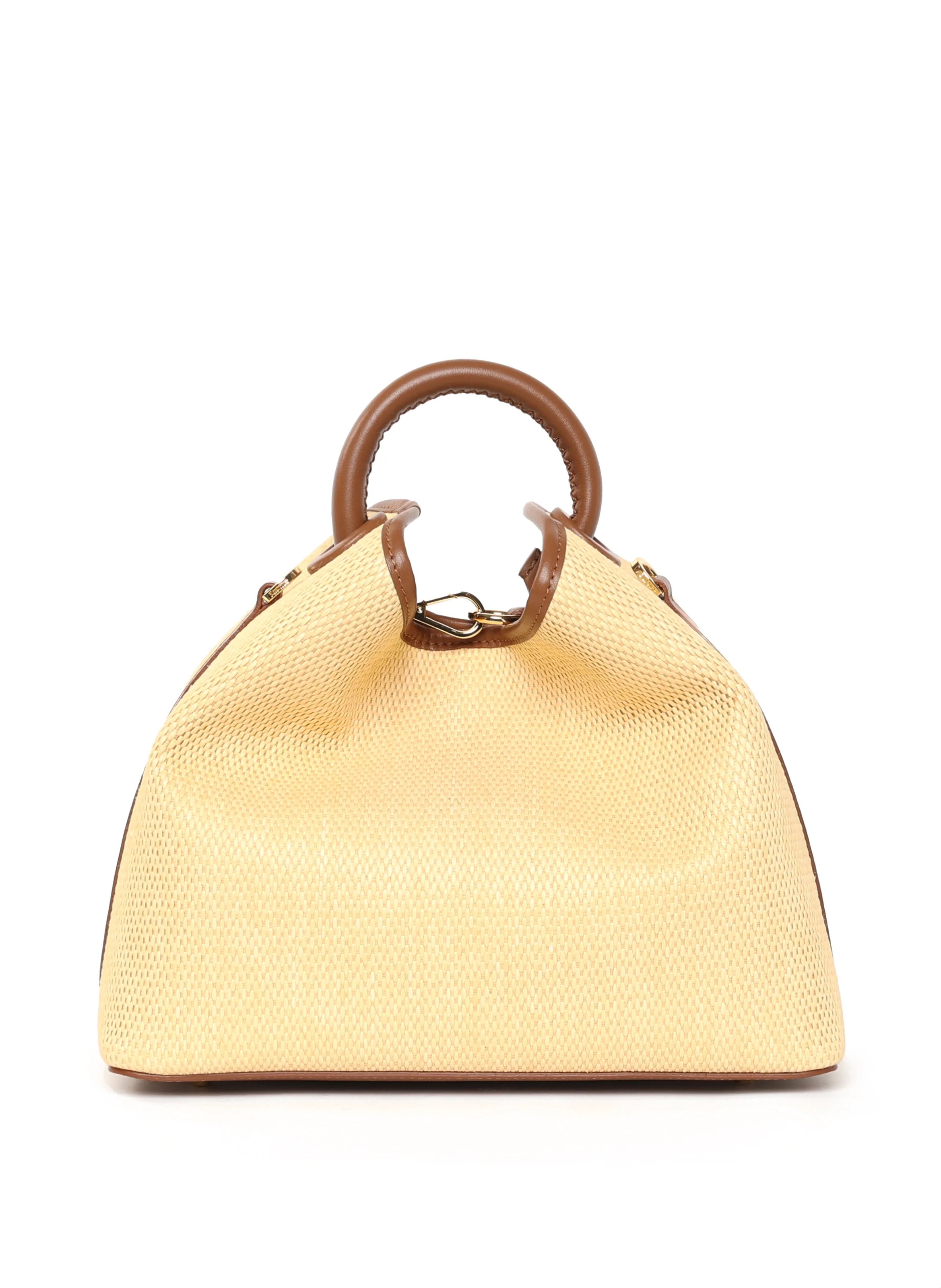 Raisin Raffia/Leather Natural Cognac - Chic Raffia Handbag - Elleme | Elleme