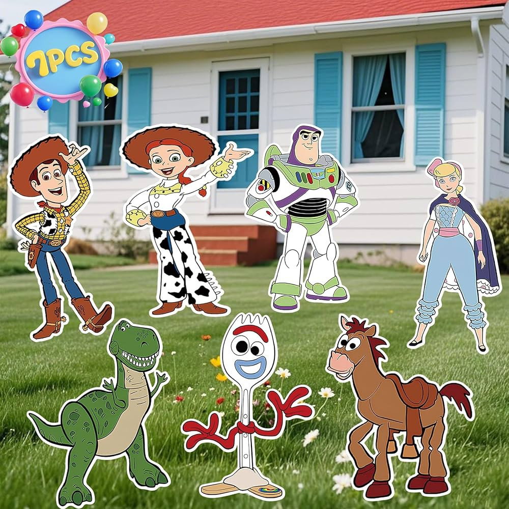 Toy Inspired Story Themed Happy Birthday Yard Signs, 7PCS Birthday Party Supplies Set with Stakes... | Amazon (US)