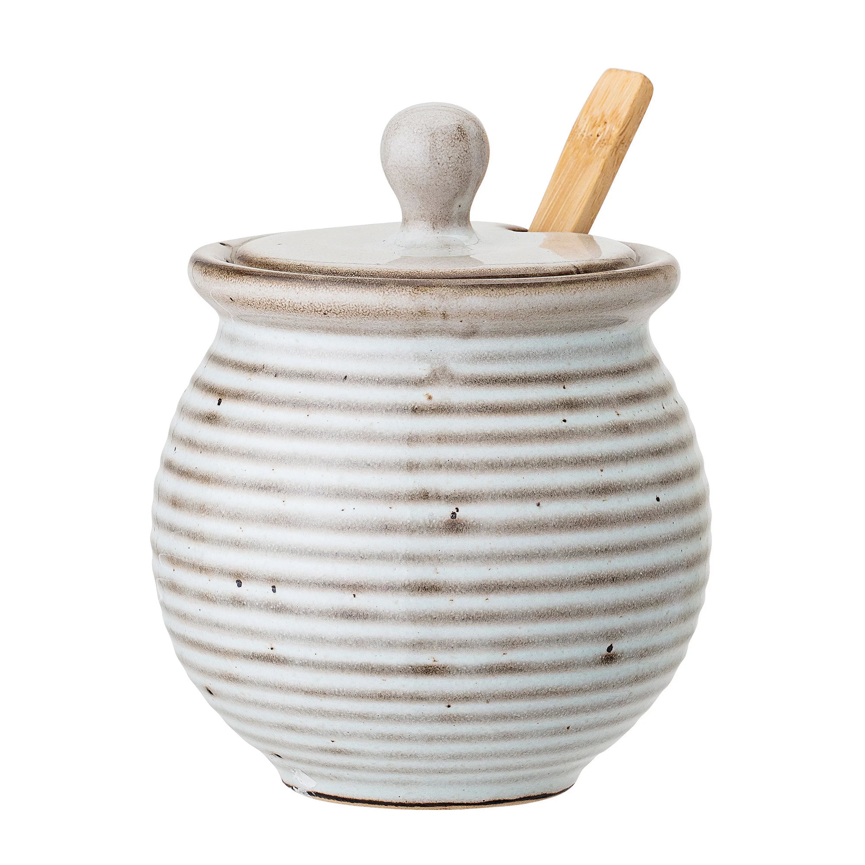 Bloomingville White Stoneware Honey Pot with Dipper & Reactive Glaze Finish (Set of 3 Pieces/Each... | Walmart (US)