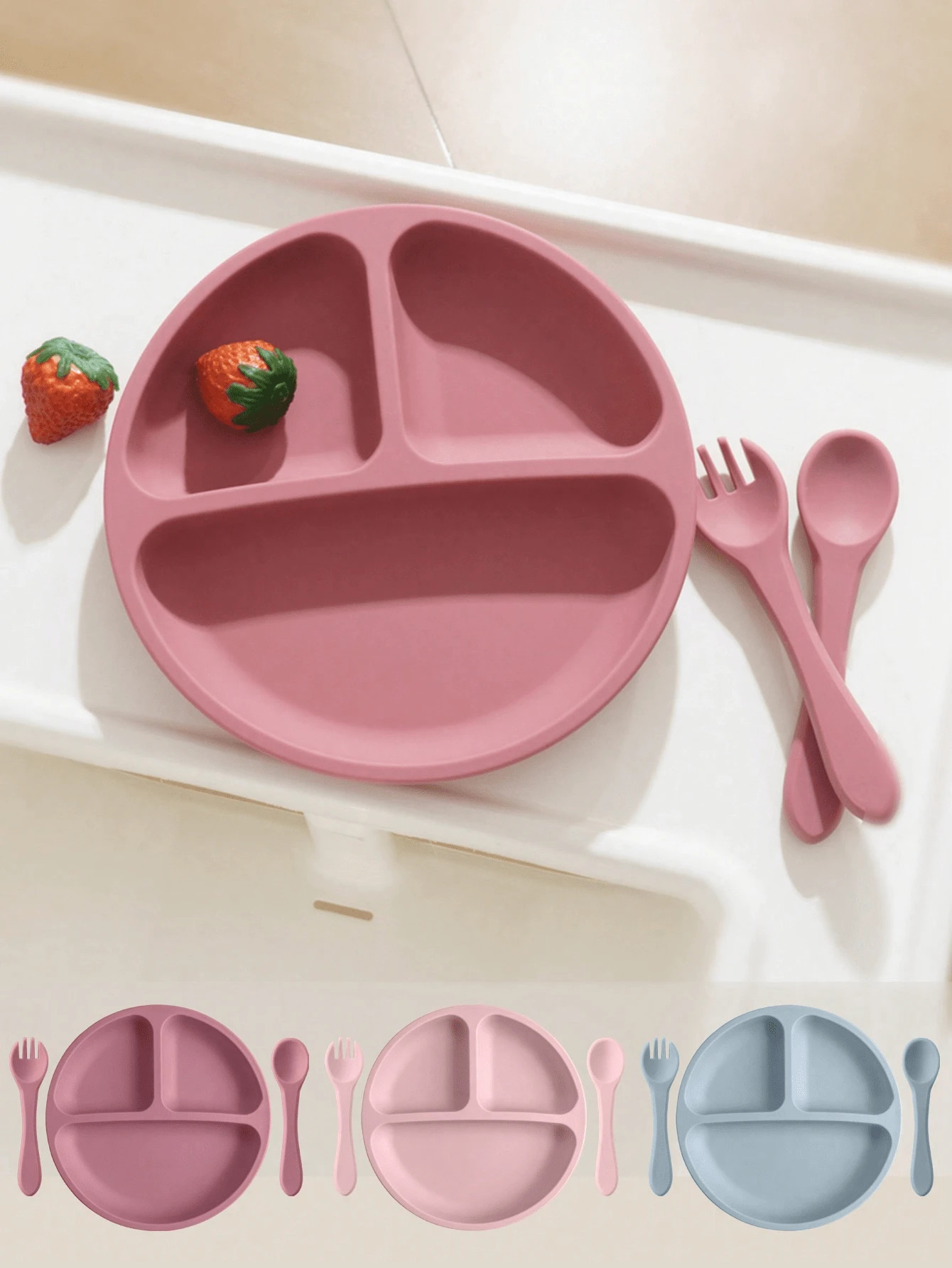 PopLittleOne 3PCS Baby Food Storage Silicone Dishes For Baby Waterproof Fork Spoon Sucker Silicon... | SHEIN