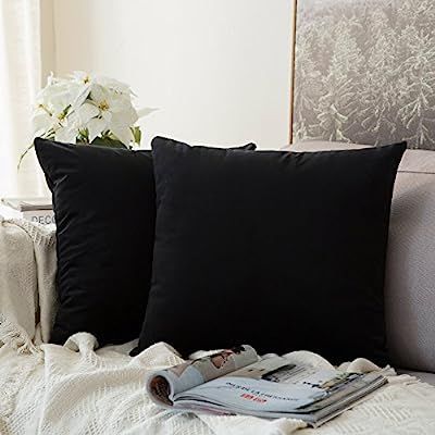 MIULEE Pack of 2, Velvet Soft Soild Decorative Square Throw Pillow Covers Set Cushion Cases Pillo... | Amazon (US)