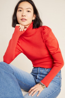 Cecilia Puff-Sleeved Turtleneck Sweater | Anthropologie (US)