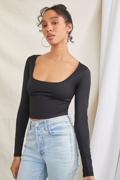 Fitted Long-Sleeve Crop Top | Forever 21 (US)