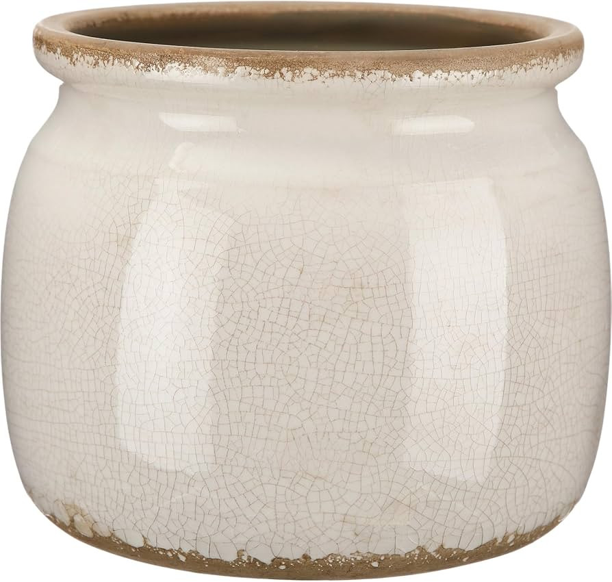 Vintage Planter Large Ceramic Plants Pot Pure Beige Vintage Crack Cottage Scroll Vase Flower Vase... | Amazon (US)