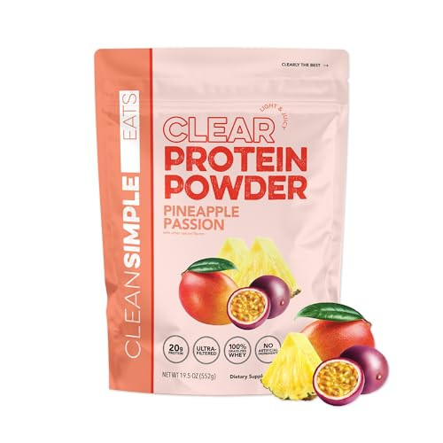 Clean Simple Eats Clear Protein Drinks, 20G Grass Fed Whey Protein Isolate, Ultra Filtered, Light & Refreshing Beverage, Low Lactose, No Artificial Ingredients, Pineapple Passion, 20 Servings, 20 Oz | Amazon (US)