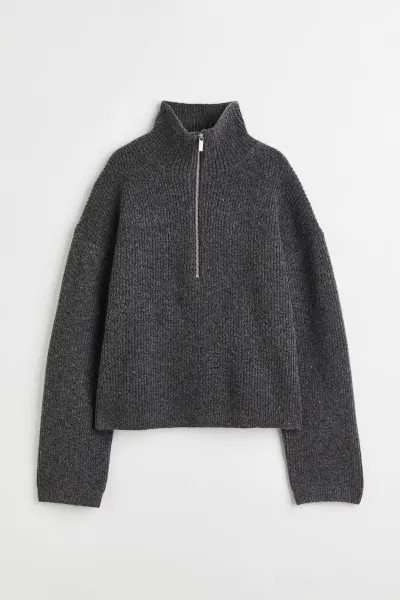 Zip-up rib-knit jumper | H&M (UK, MY, IN, SG, PH, TW, HK)