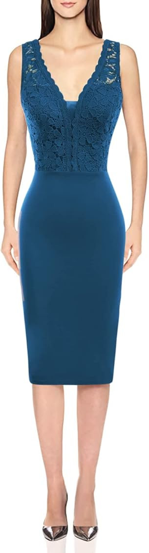 GRACE KARIN Women Sleeveless Deep V Neck Cocktail Pencil Dress | Amazon (US)