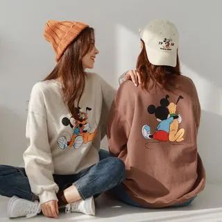 JUSTONE Mickey Mouse and Goofy Fleece-Lined Pullover | YesStyle | YesStyle Global