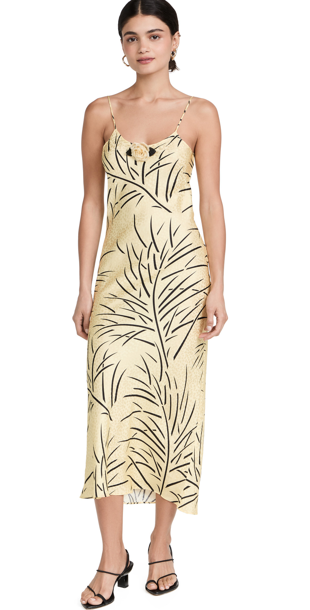 Rodarte Yellow and Black Printed Silk Jacquard Dress | Shopbop