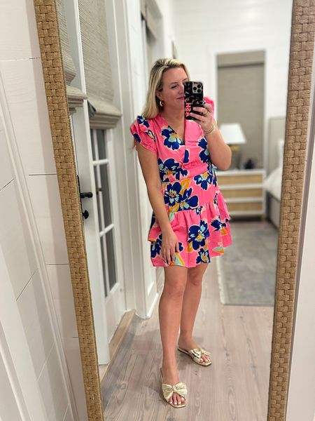 Loving this spring dress. The pink with pops of blue and green and white are so fun!! Wearing a small. True to size. Code FANCY15 for 15% off  

#LTKstyletip #LTKsalealert #LTKunder100