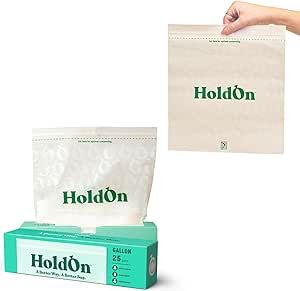 HoldOn Zipseal Gallon Bags - Plastic-free, Plant-Based and Food-Safe Zip Seal Food Storage Bags/F... | Amazon (US)