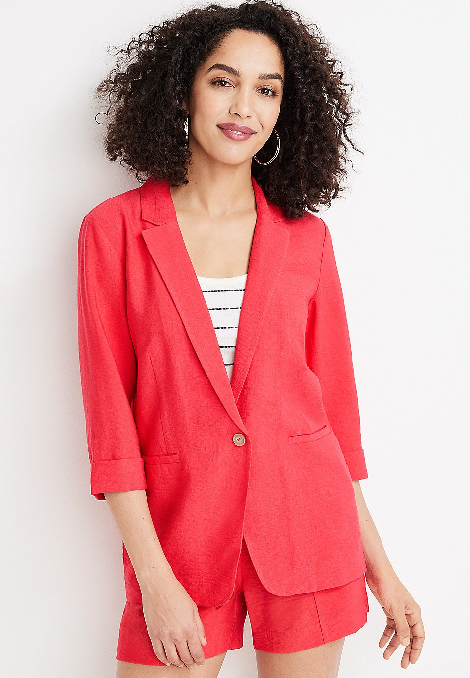 Red Linen Like Blazer | Maurices