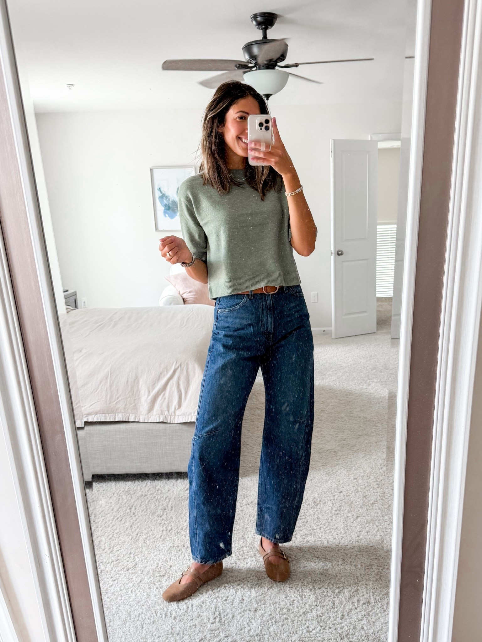Finally found THE barrel jeans! TTS (wearing 28) they have a 31” inseam. (Size M sweater)  

#LTKStyleTip #LTKShoeCrush #LTKTall