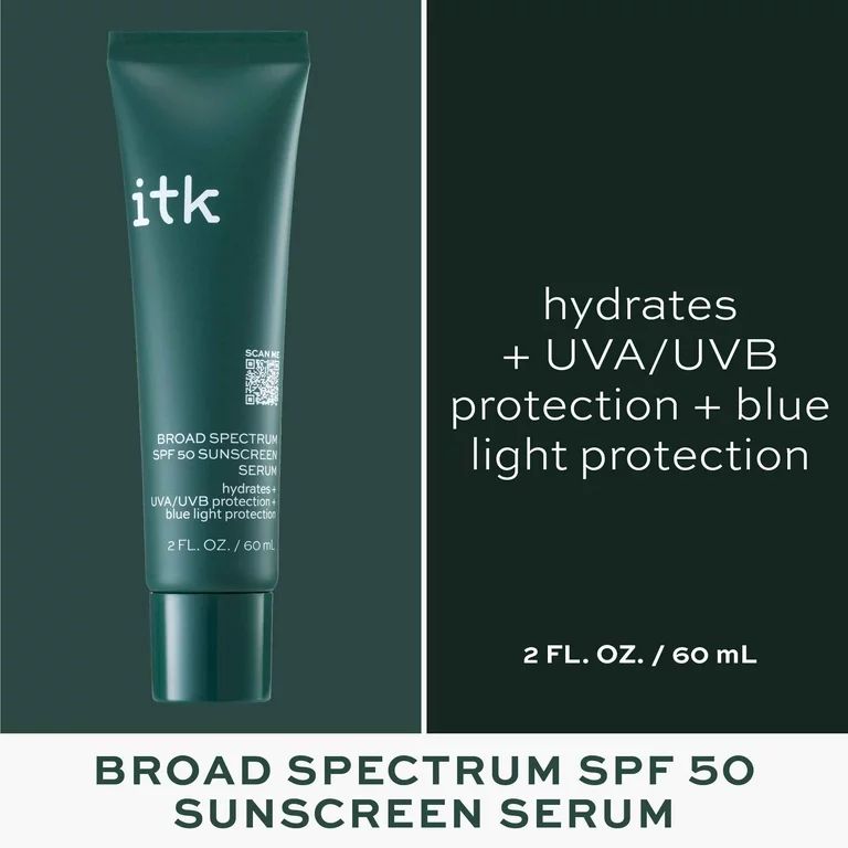 ITK Broad Spectrum SPF 50 Sunscreen Serum with Vitamin E + Zinc Oxide, 2 oz | Walmart (US)