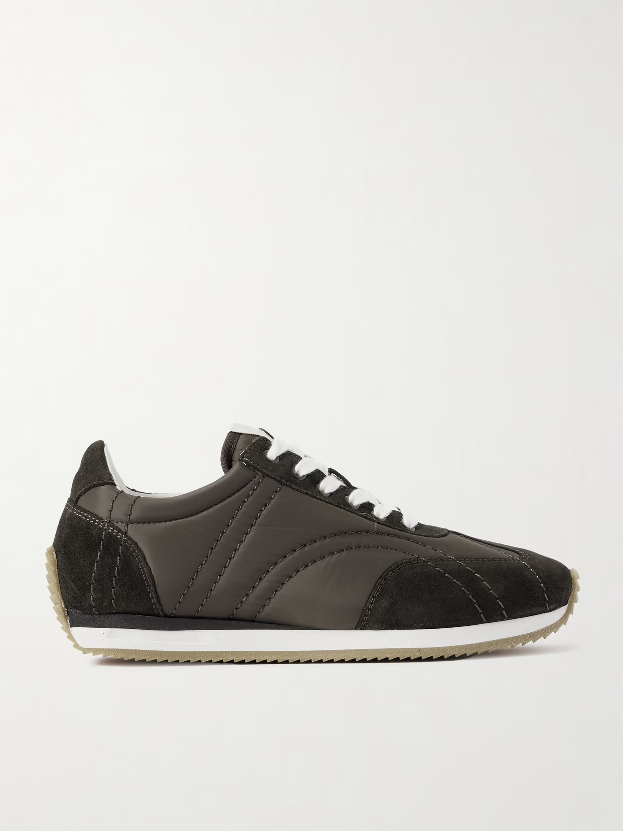 TOTEME - The Sport Suede And Shell Sneakers - Brown | NET-A-PORTER (US)