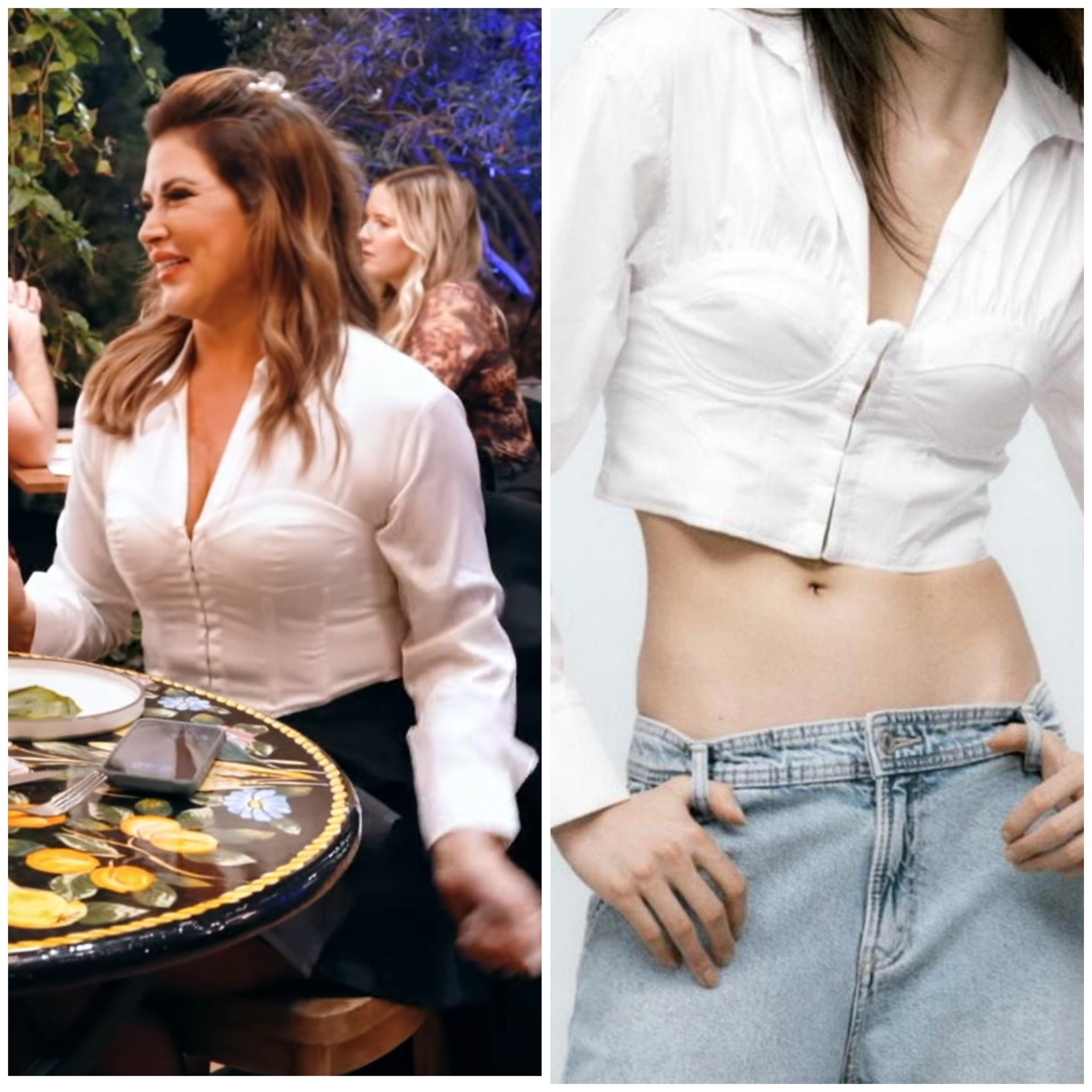 Emily Simpson’s White Poplin Corset Top