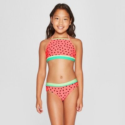 Girls' Seeds and Stripes Bikini - Cat & Jack&#153; Coral | Target
