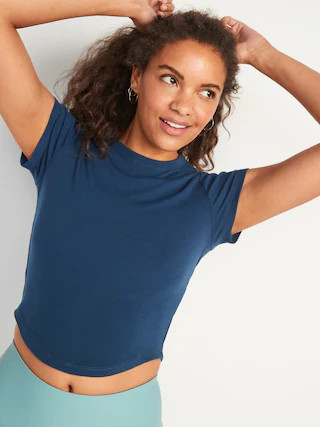 Short-Sleeve UltraLite Cropped Rib-Knit T-Shirt for Women | Old Navy (US)