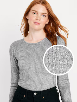 Long-Sleeve Plush Rib-Knit T-Shirt for Women | Old Navy (US)