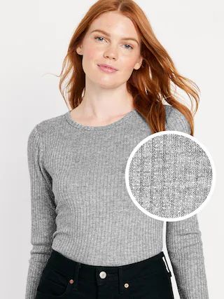 Long-Sleeve Plush Rib-Knit T-Shirt for Women | Old Navy (US)