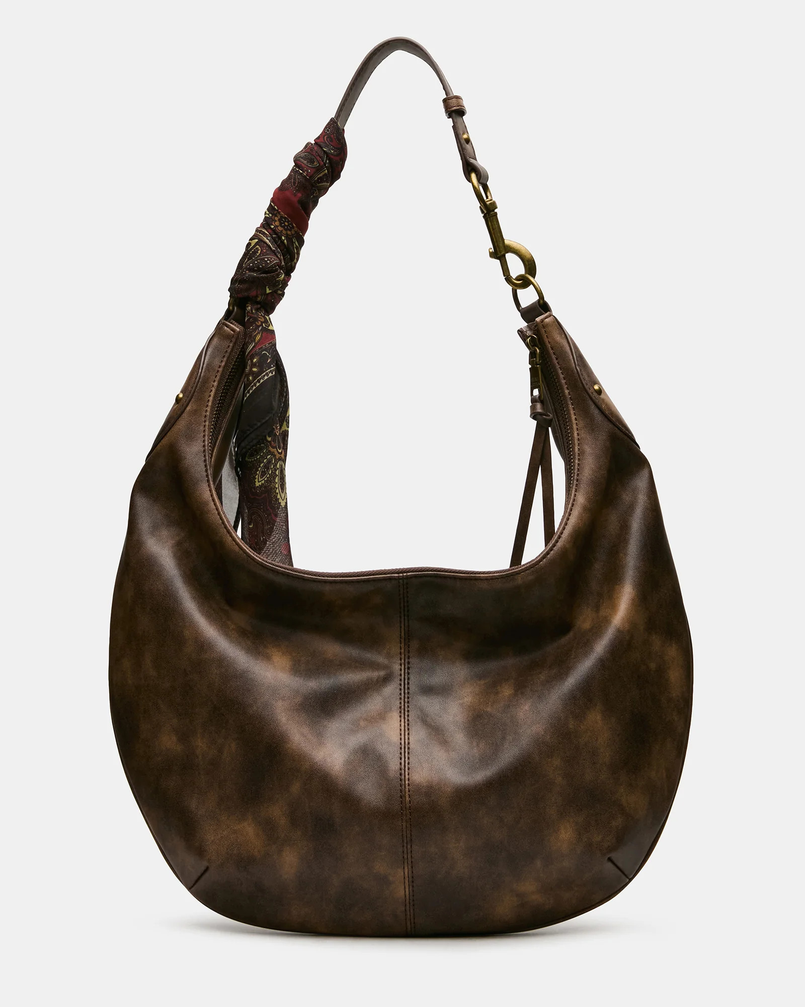 OLGA Brown Distressed Slouchy Tote Handbag | Steve Madden (US)