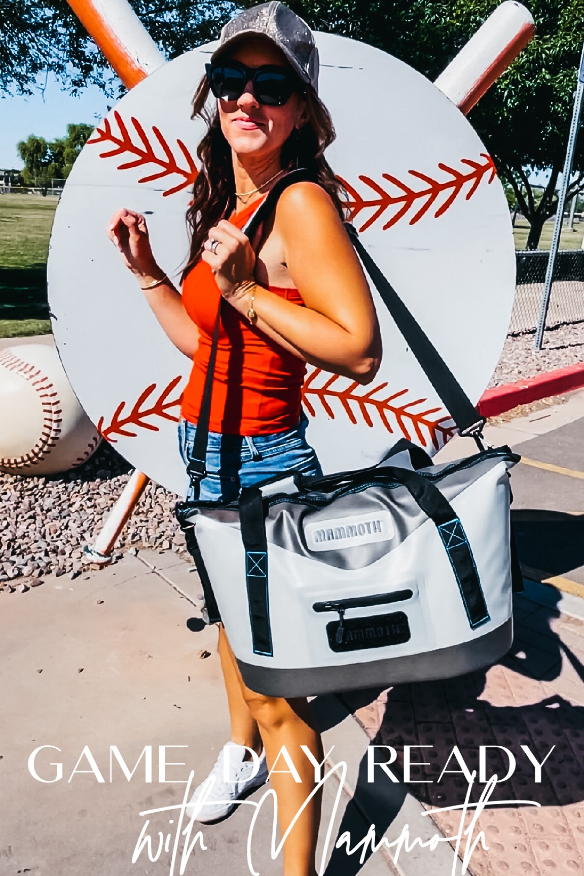 Game day ready! ❤️⚾️

$8 Ribbed tank - size small 
Distressed denim shorts - size 6
Bronze Glitter trucker hat
Reebok sneakers 
Mammoth cooler 
Amazon sunglasses 

Summer outfit, summer style, baseball mom outfit, casual style 

#LTKTravel #LTKFindsUnder50 #LTKSaleAlert