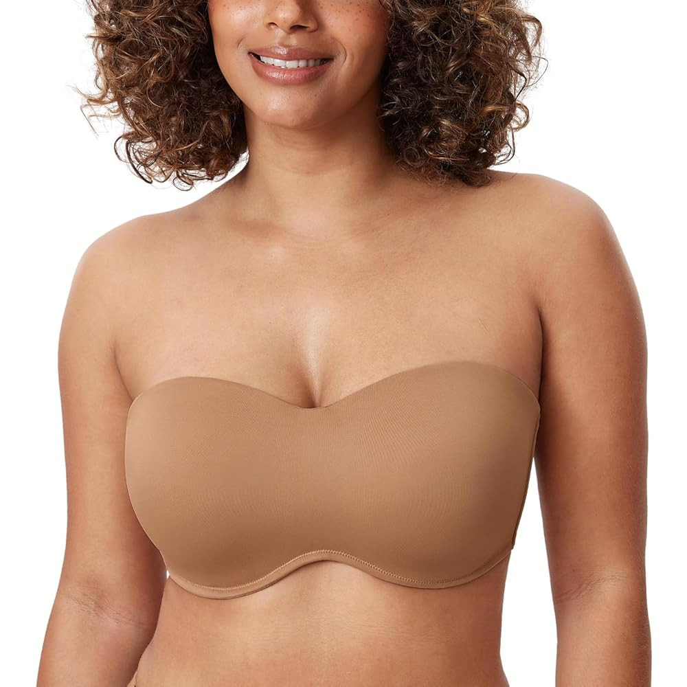 DELIMIRA Women's Strapless Bra Minimizer Seamless Underwire Unlined Bandeau for Big Bust | Amazon (US)