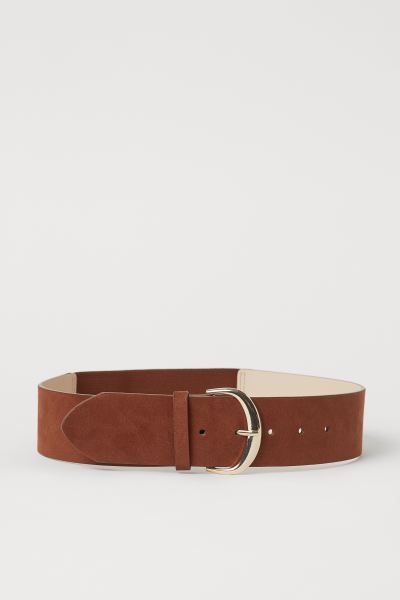 Waist belt in faux suede with elastic at back and adjustable metal buckle. Width 2 in. | H&M (US + CA)