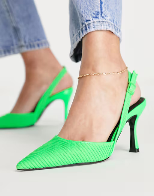 ASOS DESIGN Samber slinback stiletto heels in green | ASOS | ASOS (Global)