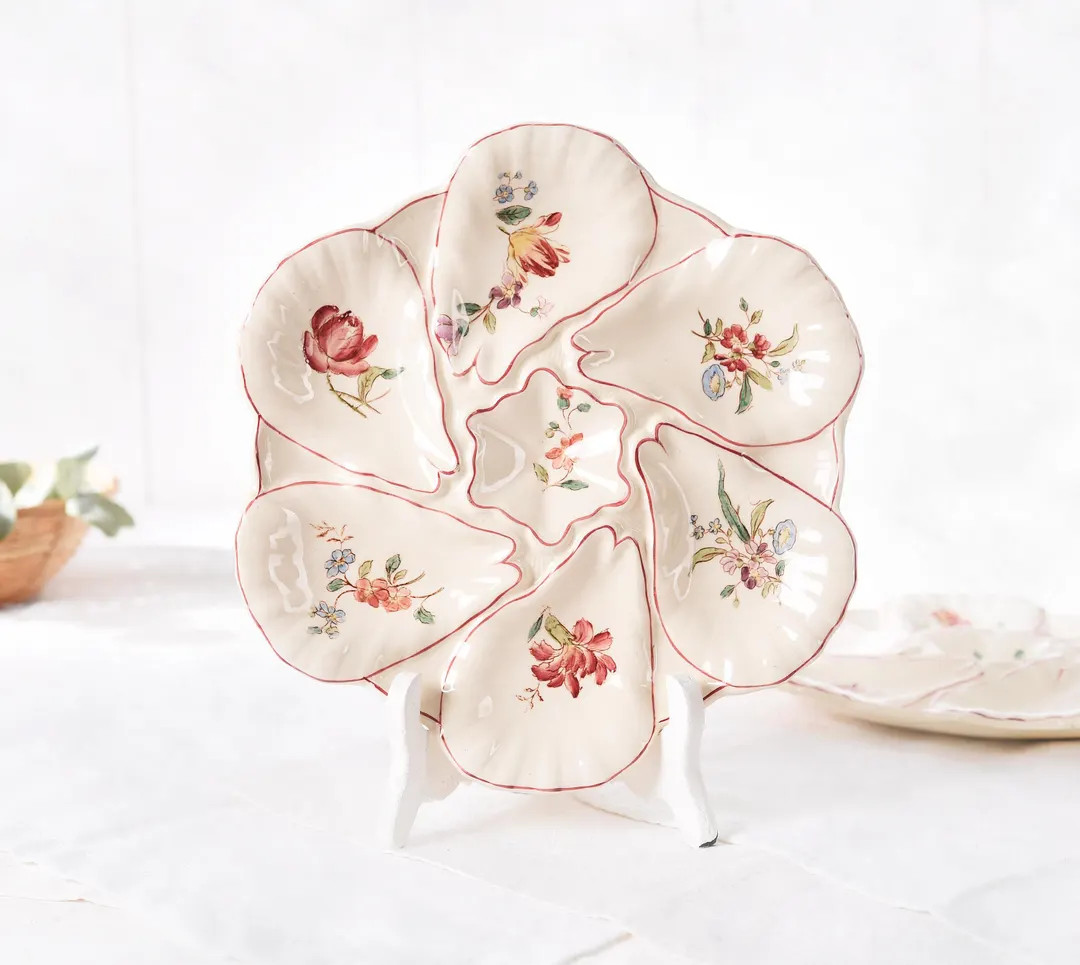 SET OF 2 Antique Longchamp Oyster Plates, Terre de Fer- French Floral Coastal Farmhouse Decor | Etsy (US)