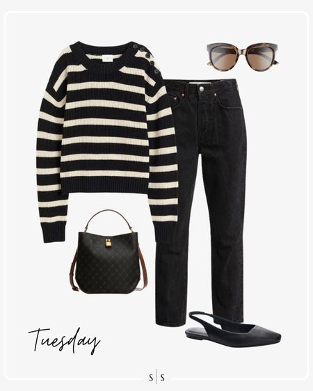Style Guide of the Week | Transitional outfits to wear in between late Summer and early Fall!

Striped sweater, black straight jean, mini shopper bag, sunglasses, slingback flats 

Timeless style, outfit ideas, transitional style, warm weather style, Fall outfit, Summer outfits, closet basics, casual style, chic style, everyday outfit. See all details on thesarahstories.com ✨

#LTKstyletip