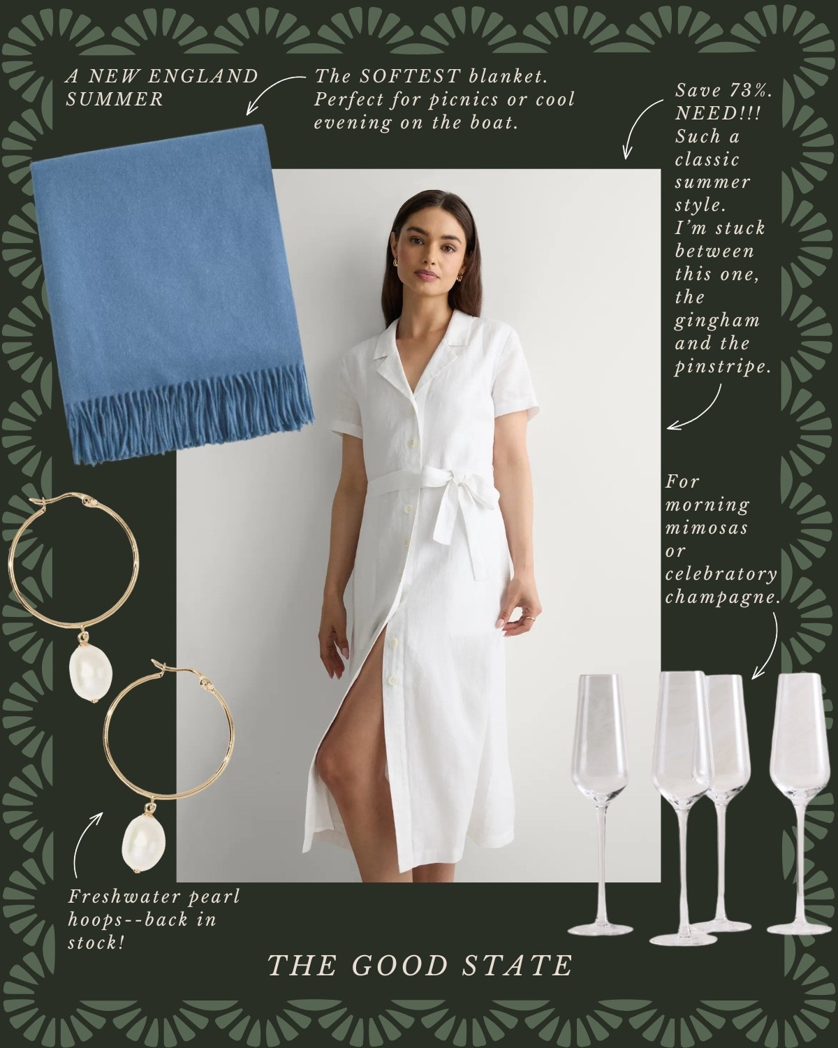 This summertime collection is for the ladies who spend slow mornings wandering down the historic streets of Newport—the warmth of the sun on their shoulders, the cool breeze blowing through their hair and an iced latte in one hand. For the ones whose ideal afternoon looks like browsing bookstores and antique shops in Kennebunkport. This is for the ladies who enjoy Cape Cod bike rides, Martha’s Vineyard ferry days and late summer evening in Watch Hill when everyone somehow ends up barefoot by sunset.

This is for the ladies who have spent years building their wardrobe. The ones who collect rather than consume. The ladies who carefully choose timeless staples they’ll wear for decades—a perfectly broken-in pair of loafers or Sperrys, a crisp white button-down and an heirloom cable-knit sweater.

This is for the ladies who look like the just stepped out of a Ralph Lauren Catalog. The ones whose outfits are polished and playful. The lovers of all things J.Crew and the ones who find themselves growing Tuckernuck’s website multiple times a week. For the lovers of heritage style, classic tailoring, block print, woven totes and a wardrobe that chases tradition not trend.

This is for the ladies who romanticize slow mornings at the harbor, fresh cut hydrangeas on the kitchen table, picnics at sunset and a timeless wardrobe fit for a Kennedy. This is for you 🦞✨🫶🏼

#LTKSaleAlert #LTKootd #LTKActive