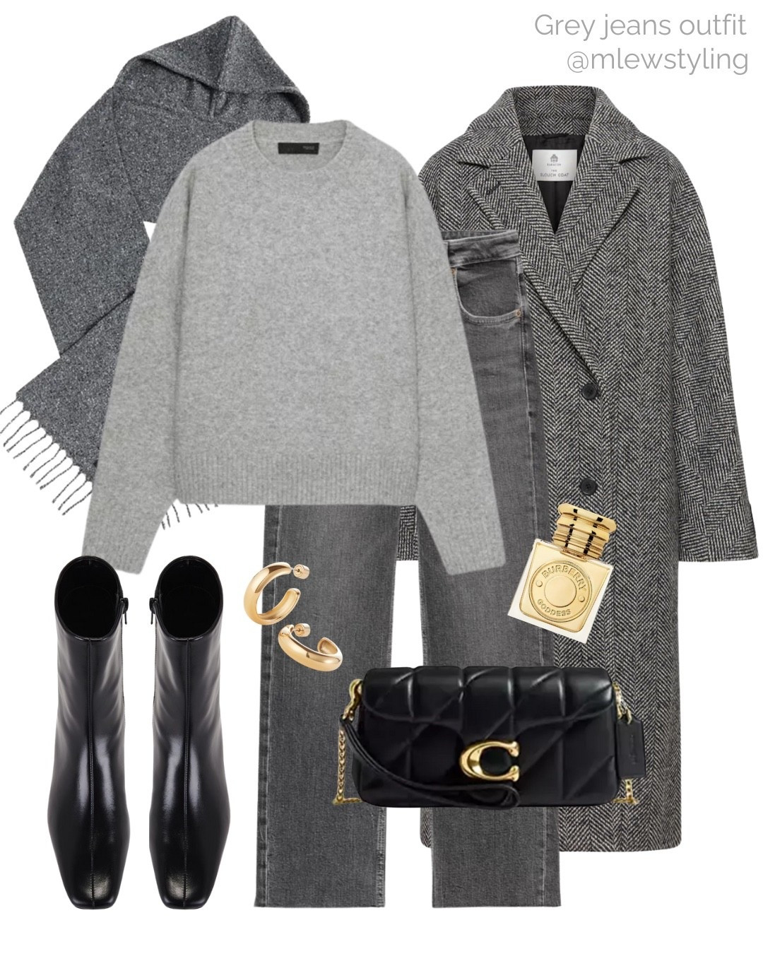 Winter outfit with grey jeans 🩶

Tags: new in Zara, hooded scarf, grey wool coat, crewneck sweater, black ankle boots, kitten heels, Burberry perfume, coach tabby bag, Jenny bird gold hoop earrings, capsule wardrobe, neutral aesthetic, thanksgiving outfitt

#LTKHoliday #LTKSeasonal