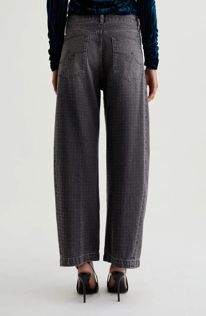 Hattie Crystal Embellished High Waist Barrel Jeans | Nordstrom