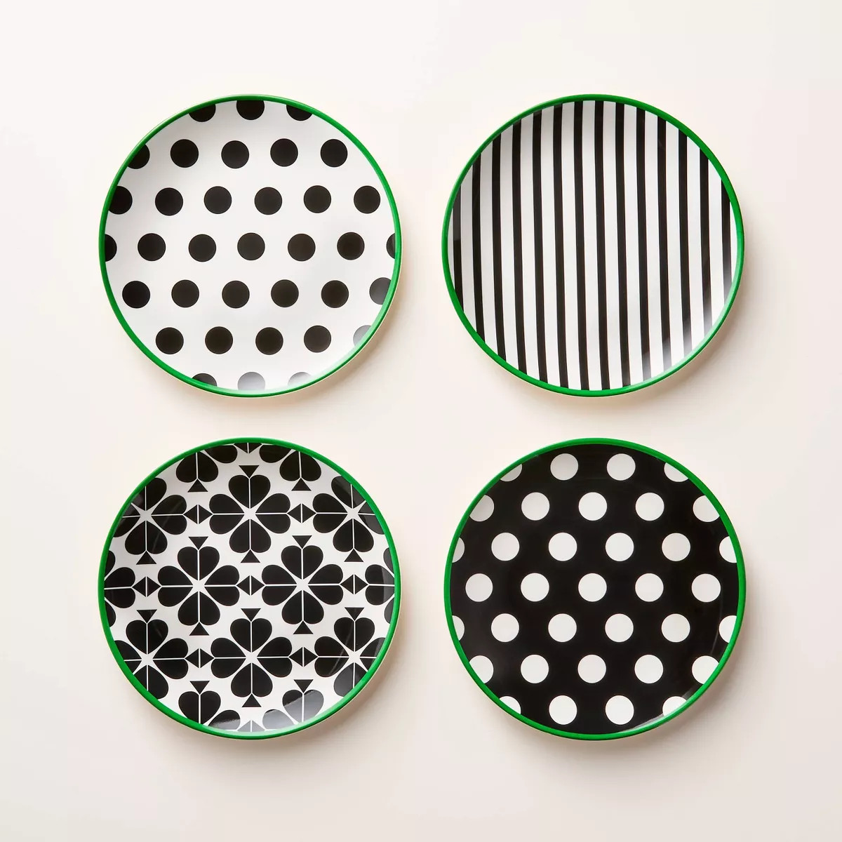 4pc Melamine Plate Set Black/Cream/Green - kate spade new york x Target | Target