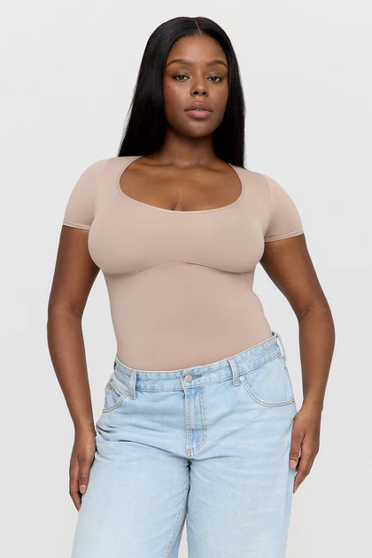 365 CONTOUR SHORT SLEEVE SHAPING BODYSUIT - CAPPUCCINO | TALA (UK)